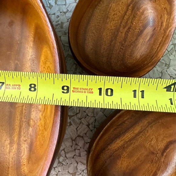 Vintage Teak Pineapple Salad Bowl Set Mid Century Modern- 6 Pieces - Picture 6 of 7